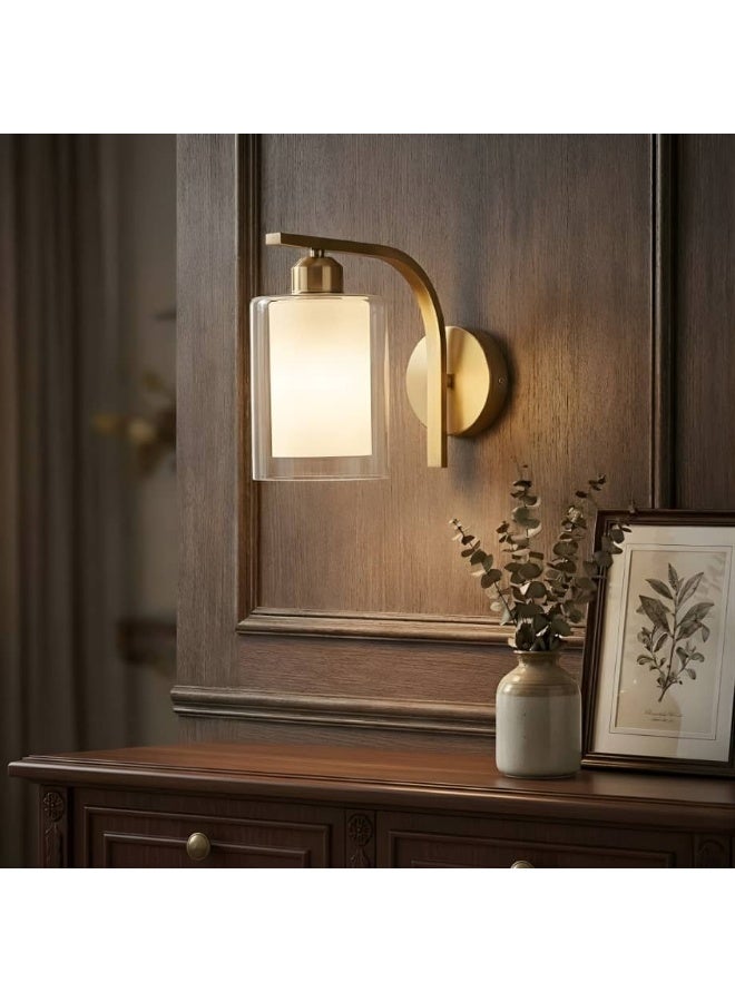 BAB Modern metal wall lamp with a glass shade gold color - Image 1